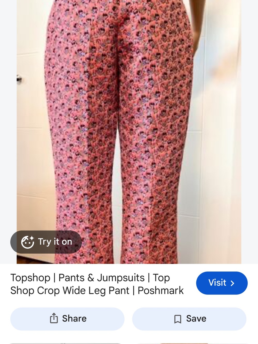 Topshop Pink Floral Cropped Wide-Leg Pants